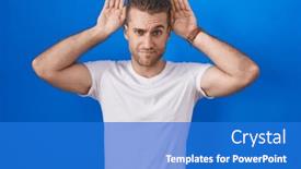  Presentation with rabbit - Theme enhanced with young-caucasian-man-standing-over background and a cobalt blue colored foreground