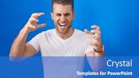  Presentation with yelling - PPT theme consisting of young-caucasian-man-standing-over background and a teal colored foreground