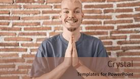  Presentation with forgiveness - Slide set consisting of young-caucasian-man-standing-over background and a coral colored foreground