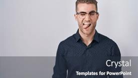  Presentation with standing out in the crowd - Presentation featuring young-caucasian-man-standing-over background and a tawny brown colored foreground