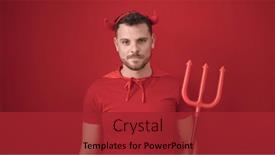  Presentation with devil - PPT layouts having young-caucasian-man-standing background and a red colored foreground