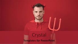  Presentation with devil - Presentation theme with young-caucasian-man-standing background and a red colored foreground