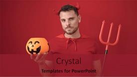  Presentation with devil - Presentation theme with young-caucasian-man-standing background and a crimson colored foreground