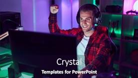  Presentation with streamer - Slide set with young-caucasian-man-streamer-playing background and a wine colored foreground