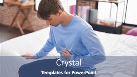  Presentation with stomach - Theme consisting of young-caucasian-man-suffering and a ocean colored foreground