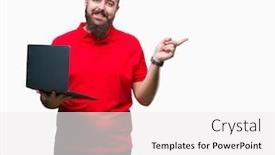  Presentation with computer - Beautiful slides featuring young-caucasian-man-using-computer backdrop and a  colored foreground