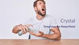  Presentation with hand sanitizer - PPT layouts having young-caucasian-man-using-hand background and a sky blue colored foreground