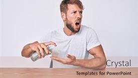  Presentation with hand sanitizer - Presentation design enhanced with young-caucasian-man-using-hand background and a coral colored foreground