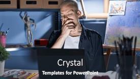  Presentation with sleepiness - PPT theme consisting of young-caucasian-man-using-laptop background and a  colored foreground