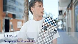  Presentation with smartphone - PPT theme consisting of young-caucasian-man-using-smartphone and a  colored foreground