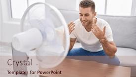  Presentation with ventilator - Theme with young-caucasian-man-using-ventilator background and a coral colored foreground