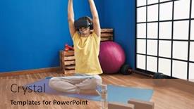  Presentation with virtual reality - Presentation theme with young-caucasian-man-using-virtual background and a  colored foreground