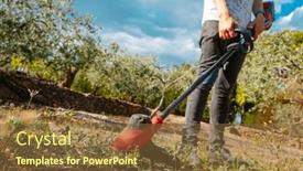  Presentation with cordless - Slide deck featuring young-caucasian-man-using background and a tawny brown colored foreground