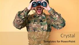  Presentation with army - Beautiful slides featuring young-caucasian-man-wearing-camouflage backdrop and a yellow colored foreground