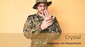  Presentation with arthritis - Beautiful slide set featuring young-caucasian-man-wearing-camouflage backdrop and a gold colored foreground