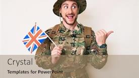  Presentation with united kingdom - Presentation theme featuring young-caucasian-man-wearing-camouflage background and a coral colored foreground