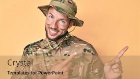  Presentation with army - Amazing PPT layouts having young-caucasian-man-wearing-camouflage backdrop and a coral colored foreground
