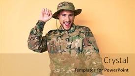  Presentation with army - Amazing slides having young-caucasian-man-wearing-camouflage backdrop and a yellow colored foreground
