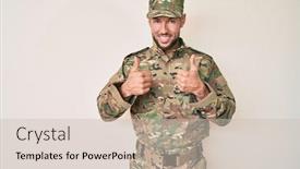  Presentation with young man wearing a hat - Cool new theme with young-caucasian-man-wearing-camouflage backdrop and a soft green colored foreground