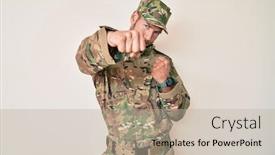  Presentation with violence - Cool new slide set with young-caucasian-man-wearing-camouflage backdrop and a mint green colored foreground