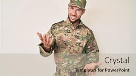  Presentation with welcome - Colorful PPT theme enhanced with young-caucasian-man-wearing-camouflage backdrop and a mint green colored foreground