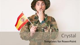  Presentation with spanish - Colorful slides enhanced with young-caucasian-man-wearing-camouflage backdrop and a coral colored foreground