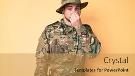  Presentation with bad breath - Slide set consisting of young-caucasian-man-wearing-camouflage background and a yellow colored foreground