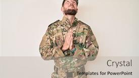  Presentation with praying hands - Slides featuring young-caucasian-man-wearing-camouflage background and a mint green colored foreground