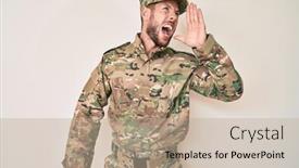  Presentation with army - Colorful slide deck enhanced with young-caucasian-man-wearing-camouflage backdrop and a mint green colored foreground