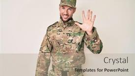  Presentation with number - Audience pleasing slide deck consisting of young-caucasian-man-wearing-camouflage backdrop and a coral colored foreground