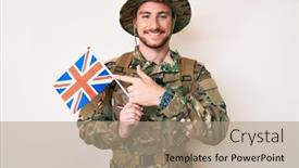  Presentation with united kingdom - Presentation theme consisting of young-caucasian-man-wearing-camouflage background and a coral colored foreground