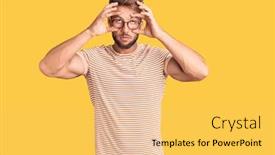  Presentation with eyes - Slides having young-caucasian-man-wearing-casual background and a yellow colored foreground