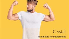  Presentation with tshirt - Slides having young-caucasian-man-wearing-casual background and a yellow colored foreground