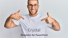  Presentation with fingers - Amazing PPT theme having young-caucasian-man-wearing-casual backdrop and a lemonade colored foreground