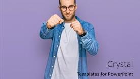  Presentation with violence - Slides with young-caucasian-man-wearing-casual background and a light blue colored foreground