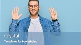  Presentation with one young man exercising handball - Audience pleasing slides consisting of young-caucasian-man-wearing-casual backdrop and a teal colored foreground