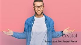  Presentation with comparison - Colorful slide set enhanced with young-caucasian-man-wearing-casual backdrop and a light blue colored foreground