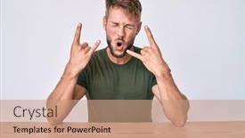  Presentation with rock music - Slide set enhanced with young-caucasian-man-wearing-casual background and a coral colored foreground