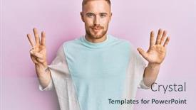  Presentation with prehistoric man - Colorful PPT theme enhanced with young-caucasian-man-wearing-casual backdrop and a  colored foreground