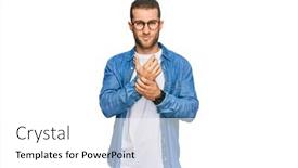  Presentation with inflammation - Cool new PPT theme with young-caucasian-man-wearing-casual backdrop and a white colored foreground