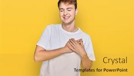  Presentation with closed - Beautiful slide set featuring young-caucasian-man-wearing-casual backdrop and a yellow colored foreground