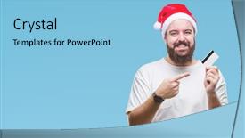  Presentation with christmas card - PPT layouts consisting of young caucasian man wearing christmas background and a  colored foreground