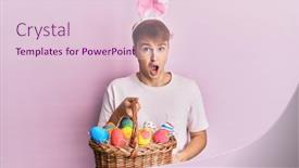  Presentation with easter basket - PPT layouts having young-caucasian-man-wearing-cute background and a lemonade colored foreground