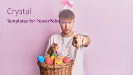  Presentation with easter basket - Theme having young-caucasian-man-wearing-cute background and a lemonade colored foreground