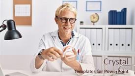  Presentation with dentist - PPT theme with young-caucasian-man-wearing-dentist background and a lemonade colored foreground