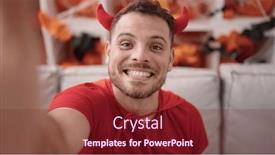  Presentation with devil - Presentation theme having young-caucasian-man-wearing-devil background and a tawny brown colored foreground