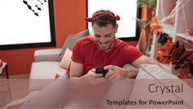  Presentation with devil - PPT layouts featuring young-caucasian-man-wearing-devil background and a coral colored foreground