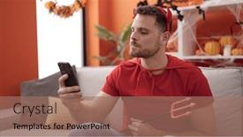  Presentation with devil - Slide deck consisting of young-caucasian-man-wearing-devil background and a coral colored foreground