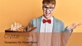  Presentation with chess board - Amazing presentation design having young-caucasian-man-wearing-glasses backdrop and a red colored foreground