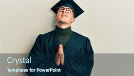  Presentation with praying hands - Cool new PPT layouts with young-caucasian-man-wearing-graduation backdrop and a navy blue colored foreground